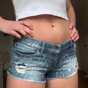 GUESS Women's Blue Distressed Jean shorts